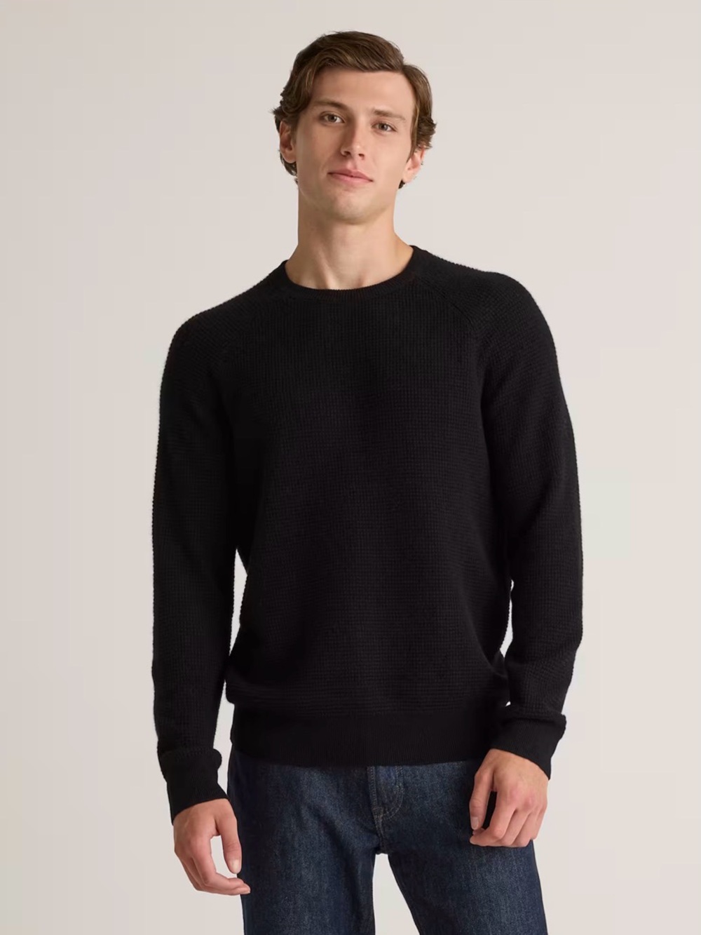 QUINCE XXL Mongolian Cashmere Waffle Sweater Black Quiet Luxury Capsule Natural
